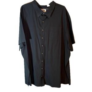 5XL Harbor Bay HB Fit DXL Black Button Up Shirt Short Sleeve Mens Casual